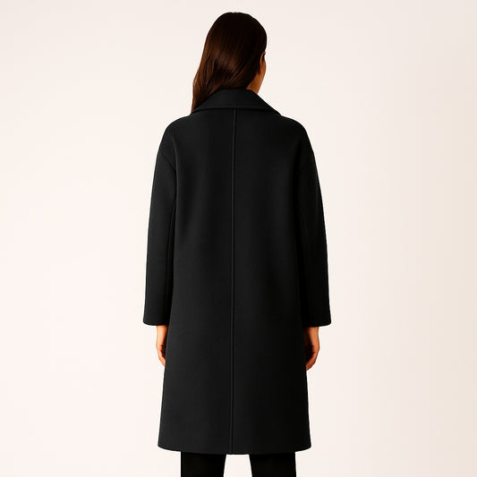 Ava - Lange Dames Jas met Dubbele Rij Knopen