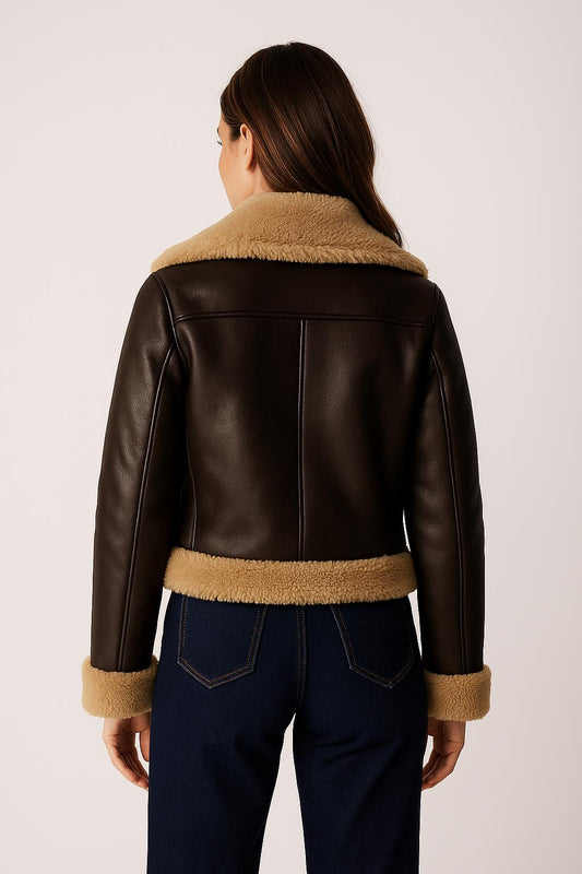 Camille - Cropped Dames Aviator Jas met Zachte Voering