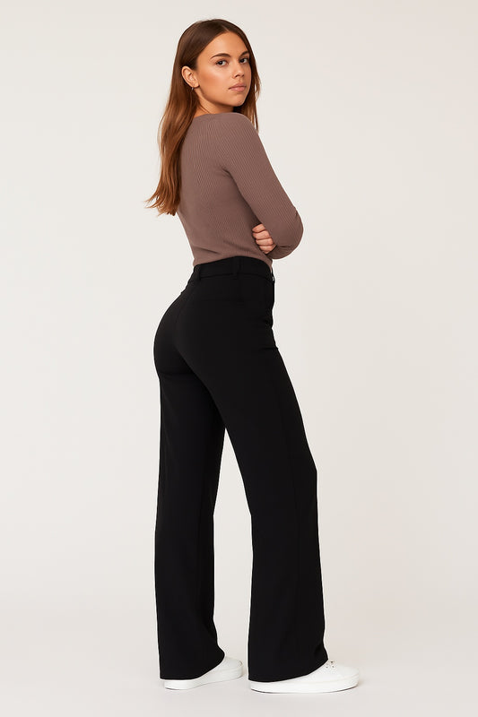 Cecilia - Hoge Taille Damesbroek met Wijde Pijpen