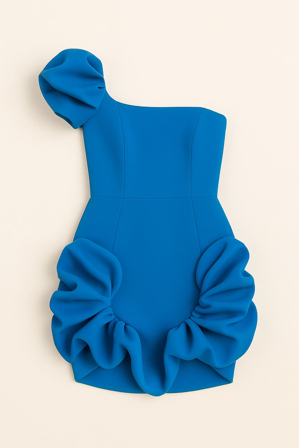 Lisa – Strapless Dames Mini Jurk met Flounce & One-Shoulder Detail