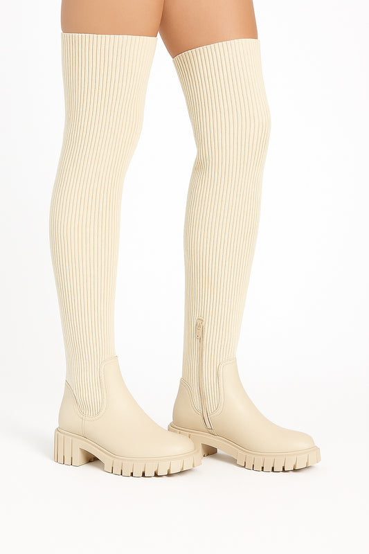 Eleanor - Kniehoge Dames Laarzen met Dikke Zool