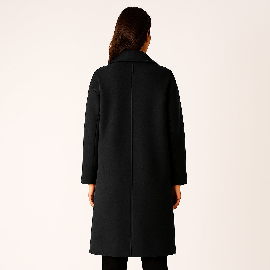Ava - Lange Dames Jas met Dubbele Rij Knopen