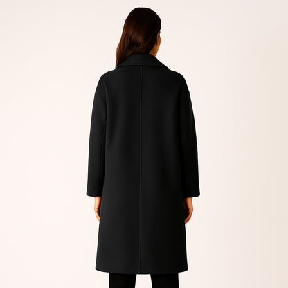 Ava - Lange Dames Jas met Dubbele Rij Knopen
