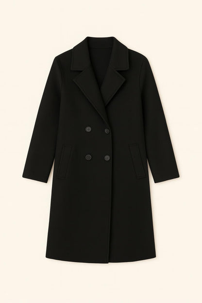 Ava - Lange Dames Jas met Dubbele Rij Knopen