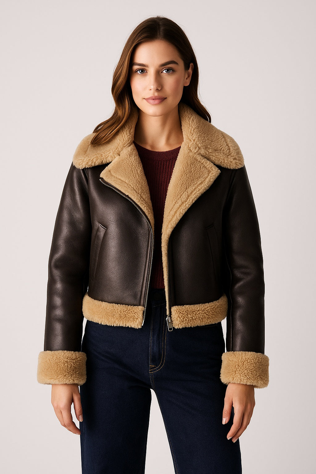 Camille - Cropped Dames Aviator Jas met Zachte Voering