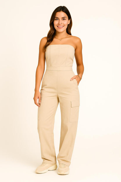 Hannah – Dames Cargo Jumpsuit met Wijde Pijpen