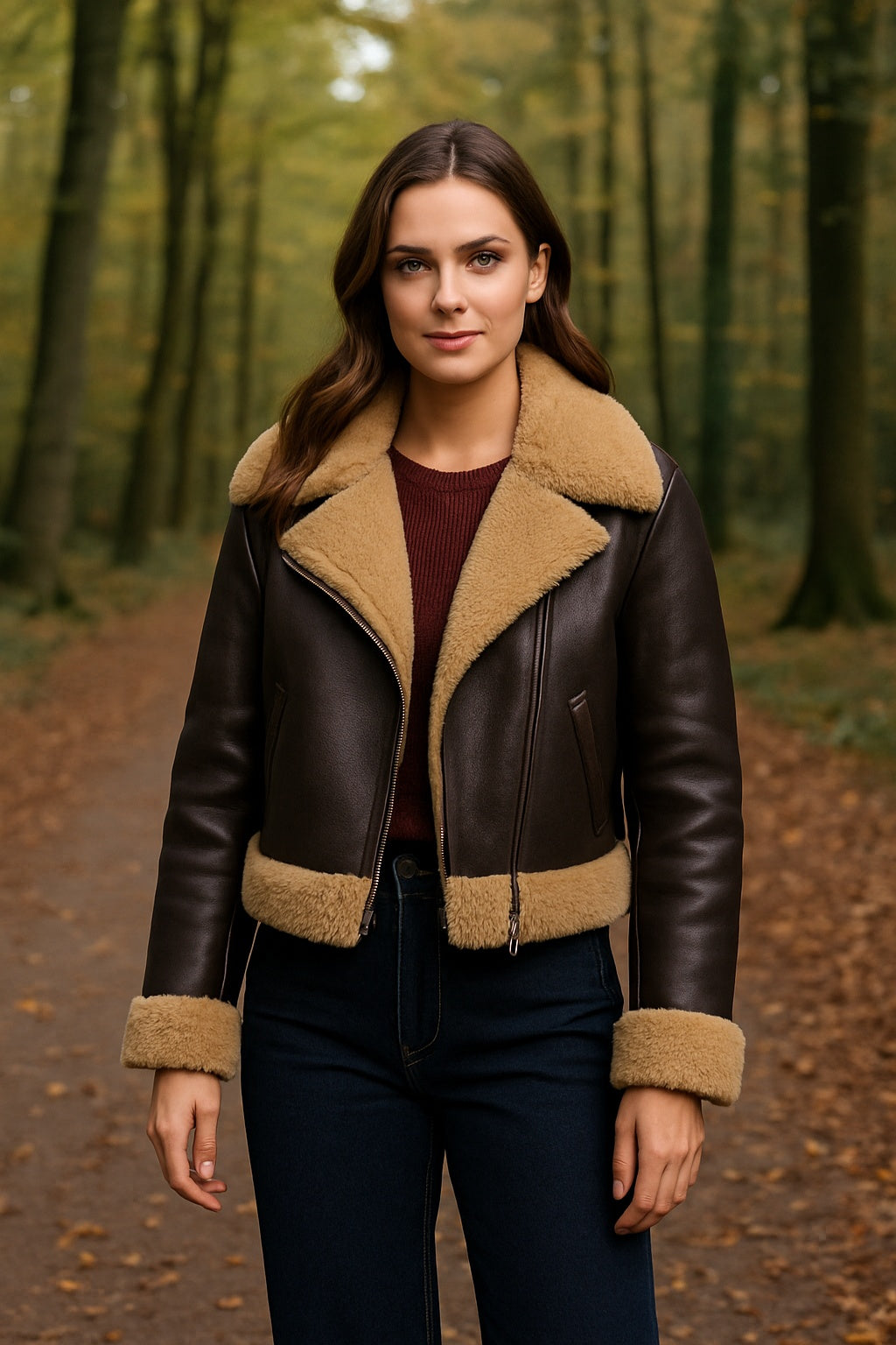 Camille - Cropped Dames Aviator Jas met Zachte Voering