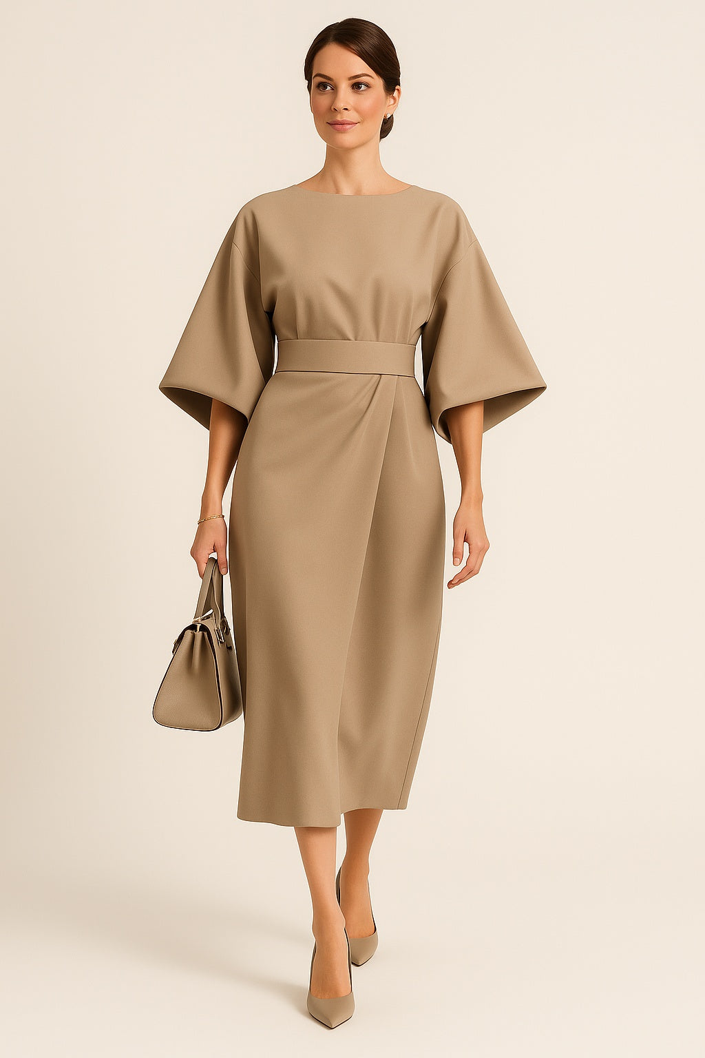 Juliette – Elegante Dames Midi Jurk met Tailleceintuur