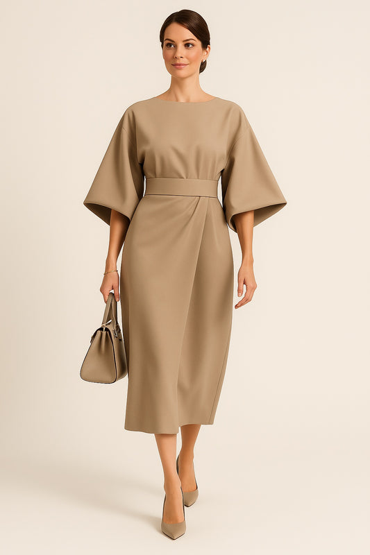 Juliette – Elegante Dames Midi Jurk met Tailleceintuur