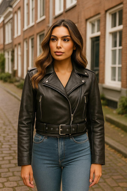 Luna – Kort Vintage Bikerjasje van Imitatieleer