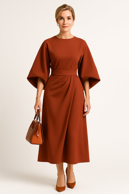 Juliette – Elegante Dames Midi Jurk met Tailleceintuur