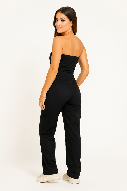 Hannah – Dames Cargo Jumpsuit met Wijde Pijpen