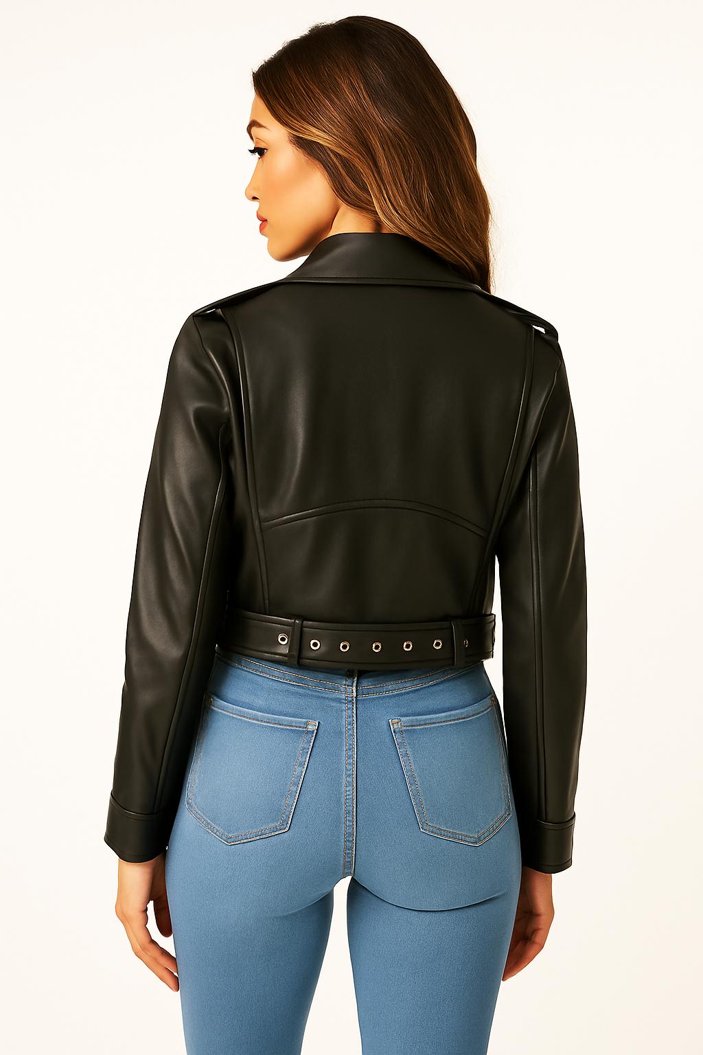 Luna – Kort Vintage Bikerjasje van Imitatieleer