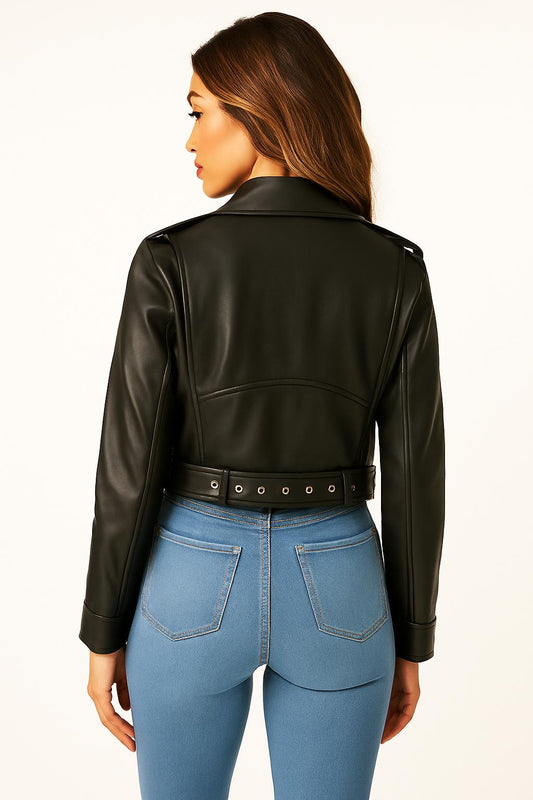 Luna – Kort Vintage Bikerjasje van Imitatieleer