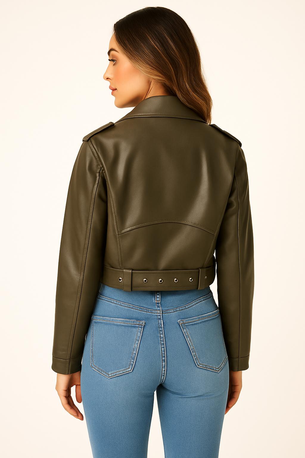 Luna – Kort Vintage Bikerjasje van Imitatieleer