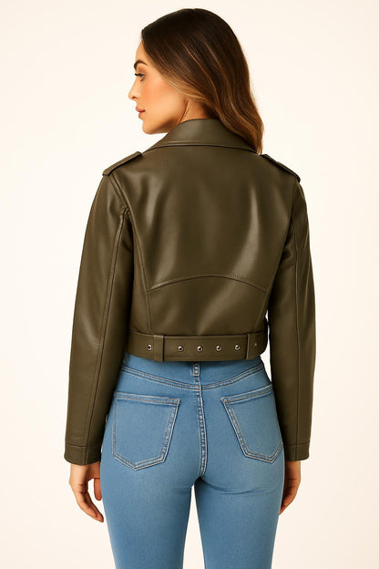 Luna – Kort Vintage Bikerjasje van Imitatieleer