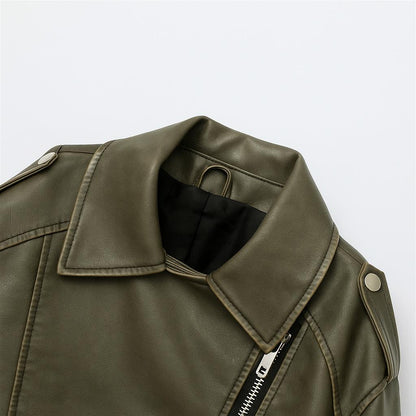 Luna – Kort Vintage Bikerjasje van Imitatieleer