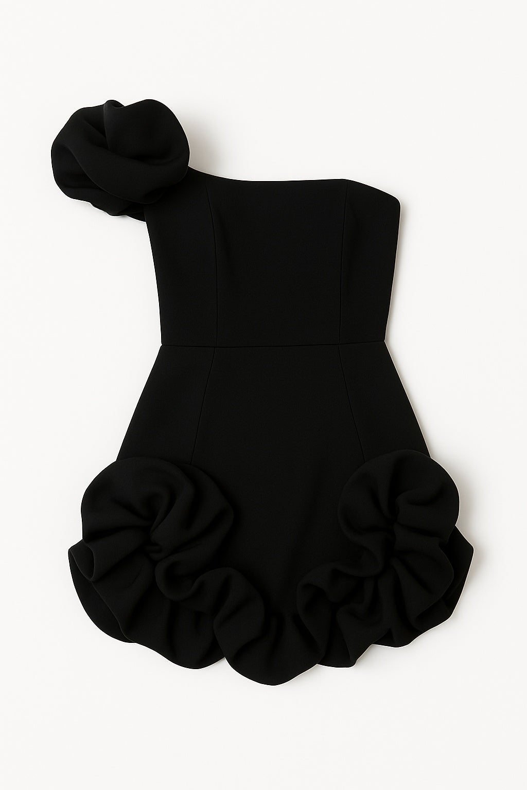 Lisa – Strapless Dames Mini Jurk met Flounce & One-Shoulder Detail