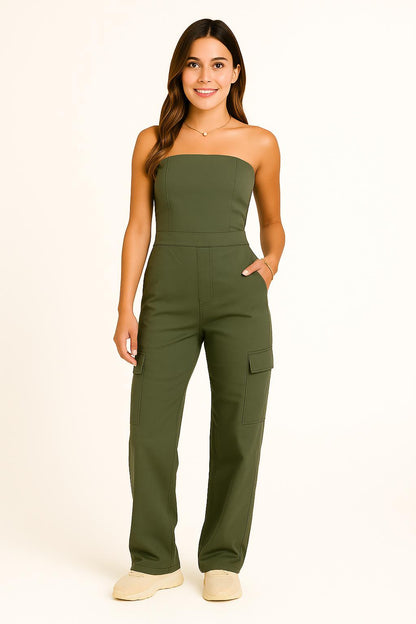 Hannah – Dames Cargo Jumpsuit met Wijde Pijpen
