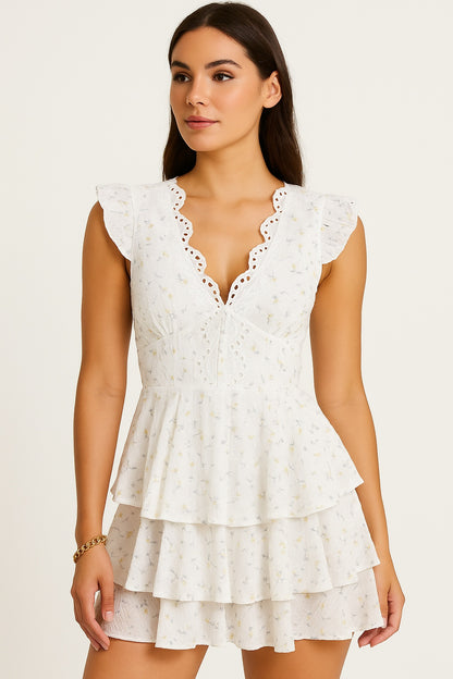 Lotte - Geborduurde Dames Zomerjurk met V-hals & Open Rug