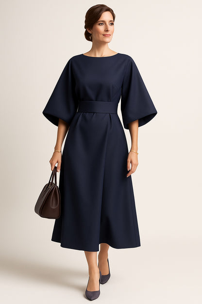 Juliette – Elegante Dames Midi Jurk met Tailleceintuur