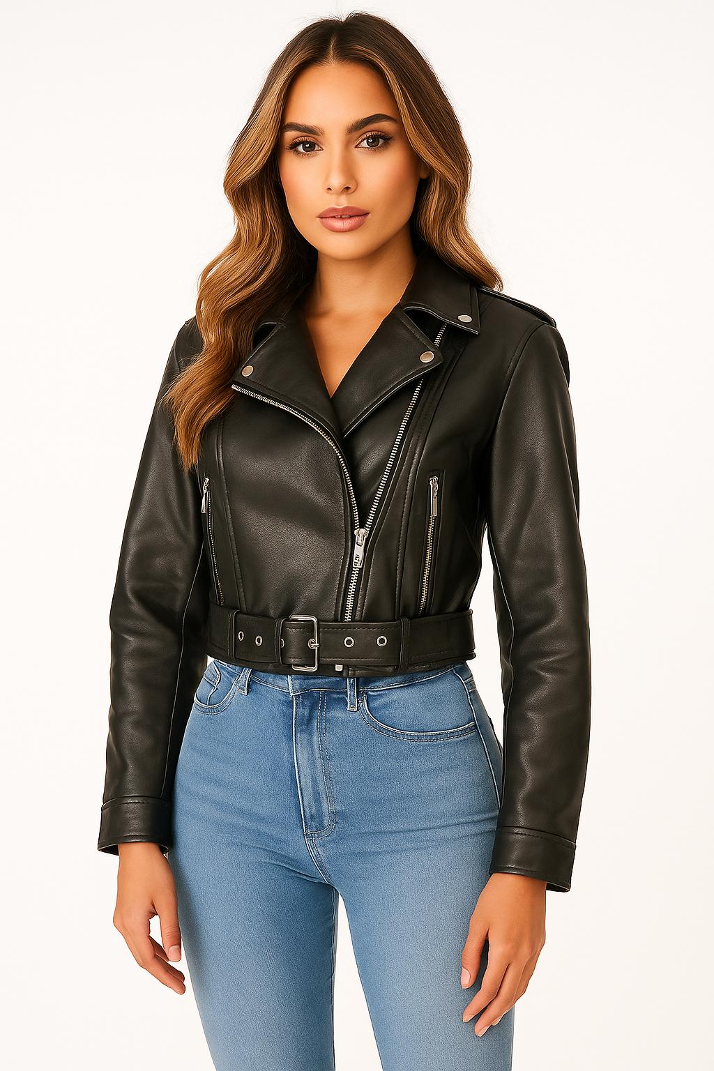 Luna – Kort Vintage Bikerjasje van Imitatieleer