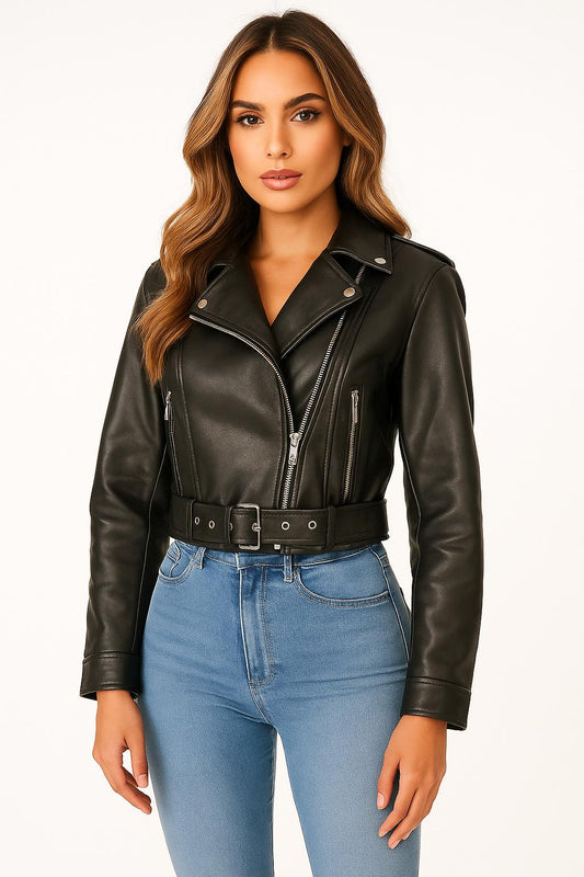 Luna – Kort Vintage Bikerjasje van Imitatieleer