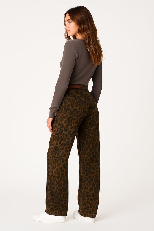 Monica – Dames Jeans met Luipaardprint