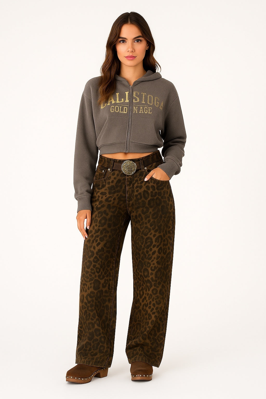 Monica – Dames Jeans met Luipaardprint