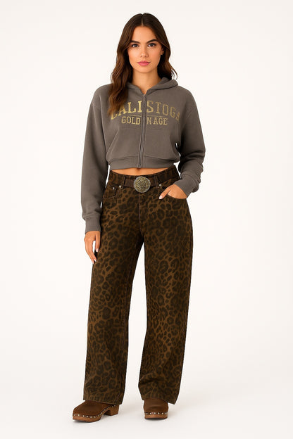 Monica – Dames Jeans met Luipaardprint