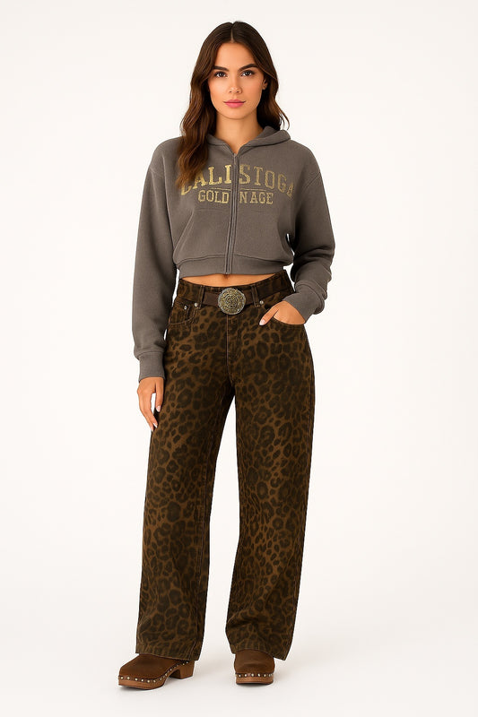 Monica – Dames Jeans met Luipaardprint