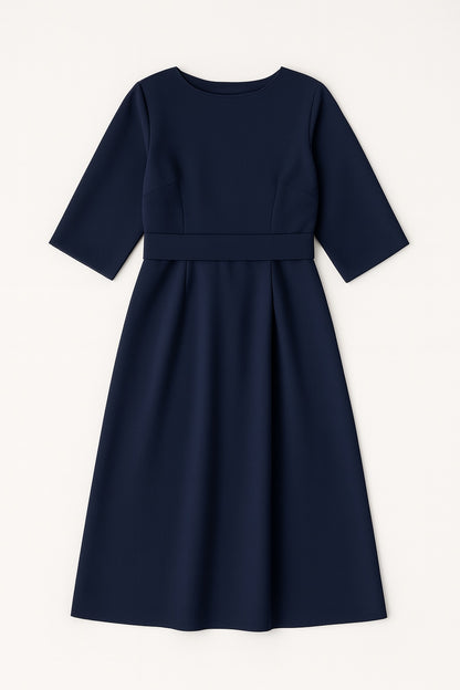 Juliette – Elegante Dames Midi Jurk met Tailleceintuur