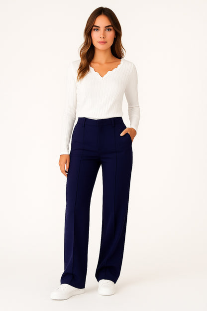 Cecilia - Hoge Taille Damesbroek met Wijde Pijpen