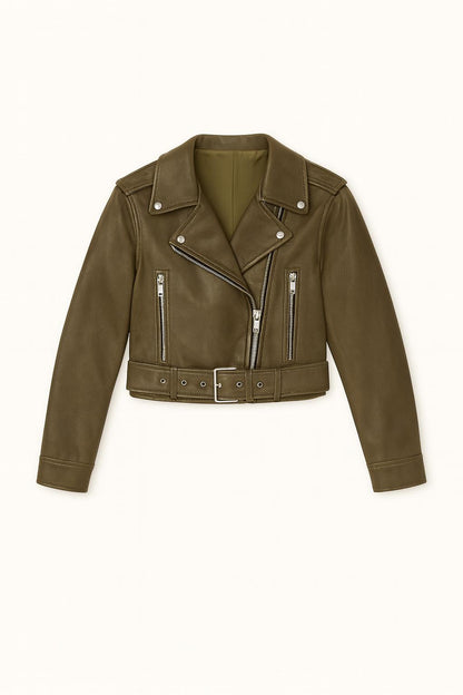 Luna – Kort Vintage Bikerjasje van Imitatieleer