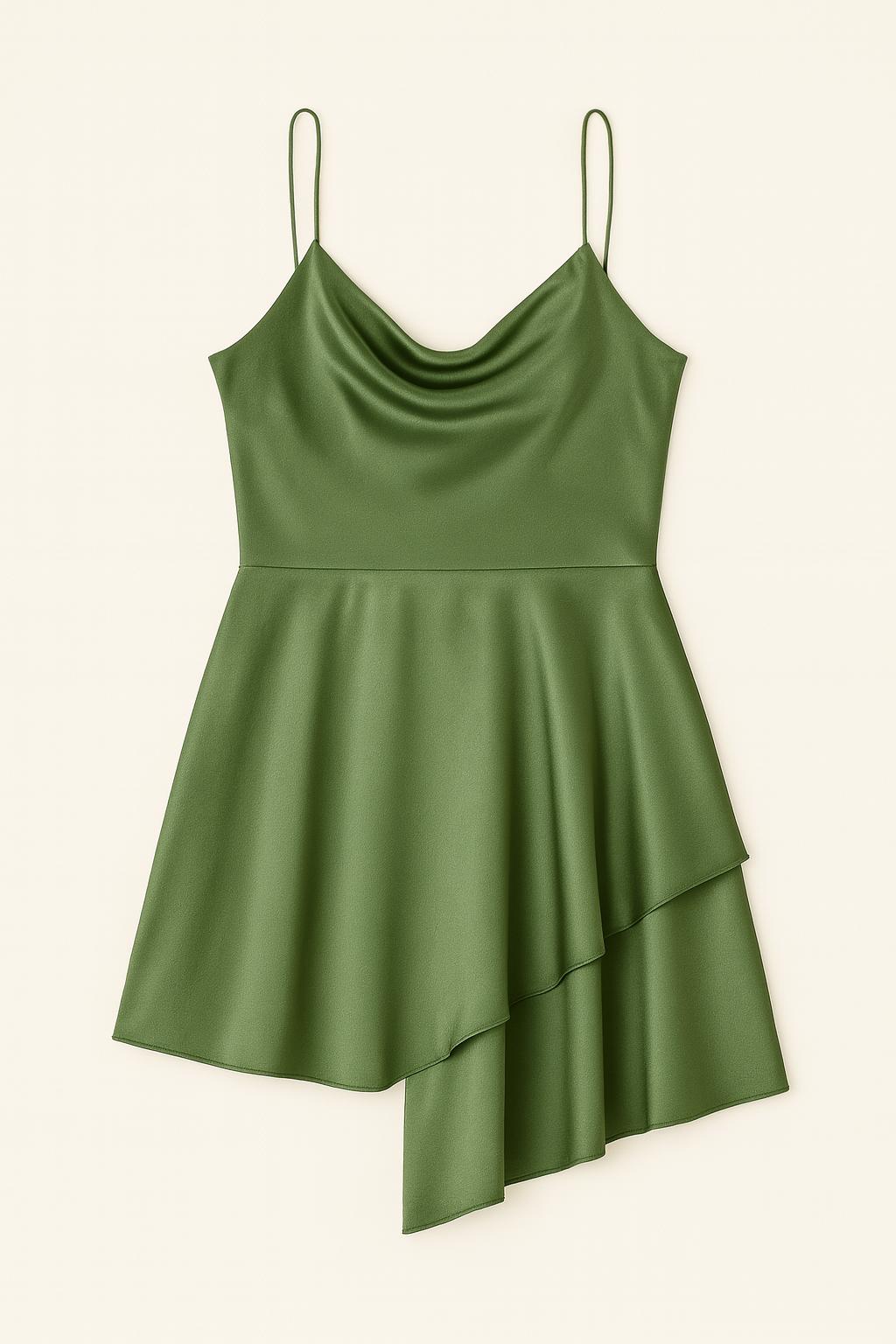 Abigail - Rugloze Satijnen Jurk met Spaghettibandjes