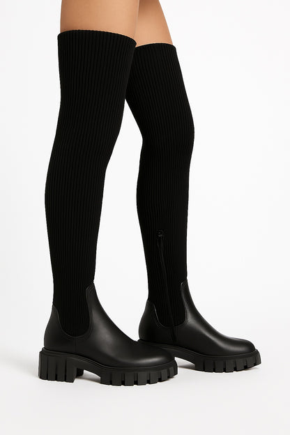 Eleanor - Kniehoge Dames Laarzen met Dikke Zool