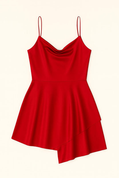 Abigail - Rugloze Satijnen Jurk met Spaghettibandjes