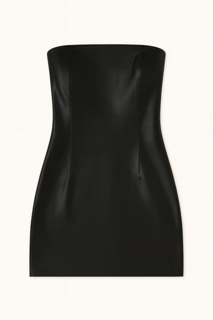 Annalise - Strapless Mini Jurk van Kunstleer