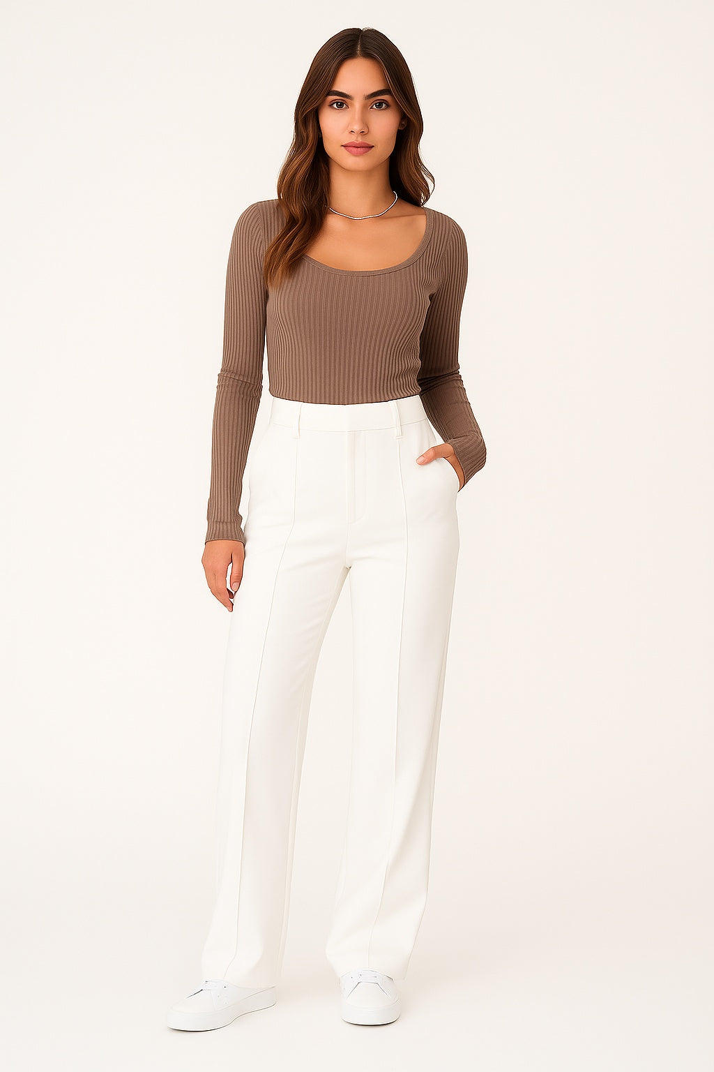 Cecilia - Hoge Taille Damesbroek met Wijde Pijpen