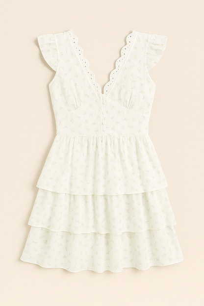 Lotte - Geborduurde Dames Zomerjurk met V-hals & Open Rug