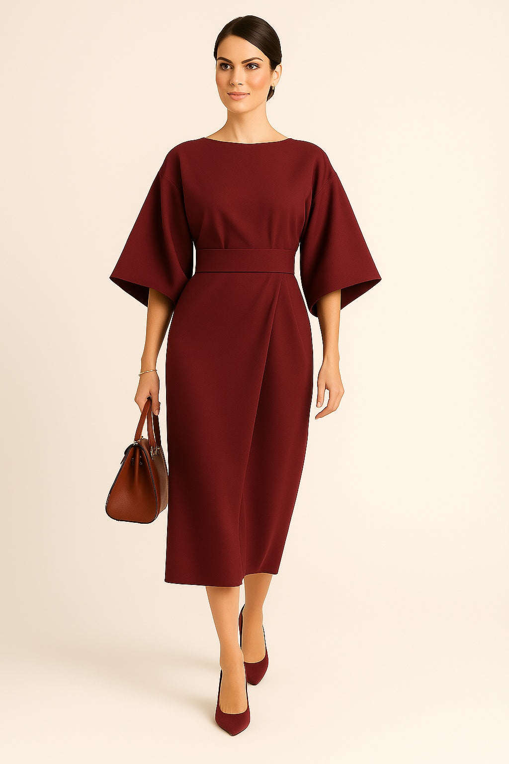 Juliette – Elegante Dames Midi Jurk met Tailleceintuur